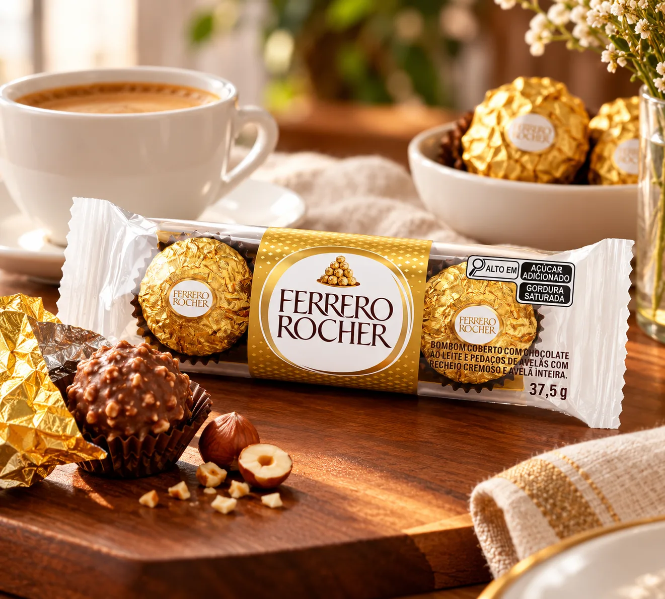 3 unidades de bombom Ferrero Rocher